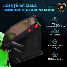 HOMCOM Mașinuță Electrică pentru Copii de 3-5 Ani cu Uși Fluture și Telecomandă, 107,5x63x42 cm, Verde | Aosom Romania