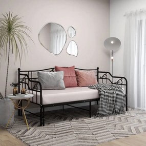 vidaXL Cadru pat canapea extensibilă, negru, 90x200 cm, metal
