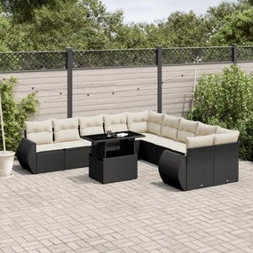 vidaXL Set canapele de grădină cu perne, 11 piese, negru, poliratan