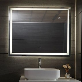 Aquamarin Oglindă de baie cu iluminare LED, 100 x 80 cm