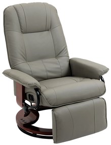 HOMCOM Fotoliu relax Fotoliu TV Fotoliu recliner Piele ecologică Scaun rotativ 360° Înclinat 145° Gri 78 x 87 x 100 cm | Aosom Romania