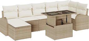 vidaXL Set de canapele pentru grădină cu pernă 8 pcs Bej Rattan poli