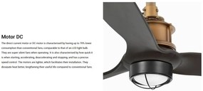 Lustra cu Ventilator si telecomanda JUST FAN M LED auriu vintage/negru