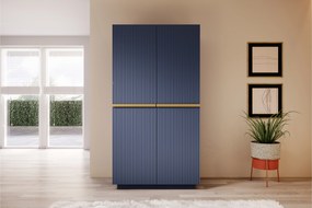 Dulap Nicole dormitor 100 cm - MDF albastru marin / mânere aurii