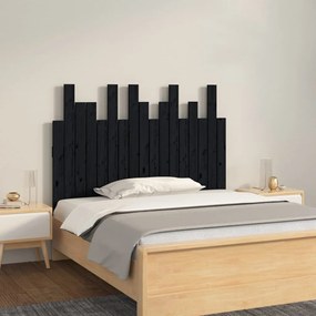 824777 vidaXL Tăblie de pat pentru perete, negru, 108x3x80 cm, lemn masiv pin