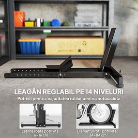 HOMCOM Suport Blocator Roată Moto cu Suport Reglabil, Capacitate de 816,5 kg,  Ø34-84 cm, Negru | Aosom Romania