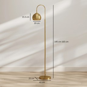 HOMCOM Lampadar modern 40W E27, înălțime reglabilă, abajur orientabil, întrerupător cu pedală, auriu | Aosom Romania
