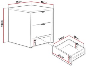 Noptieră Rozoma 2SZ (Negru molet + auriu) . 1104522