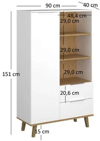 Raft Nickole 1D2S (alb + Stejar pietros). 1053088
