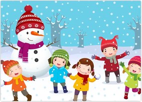 Tablou - Bucurii de iarnă pentru copii (70x50 cm)