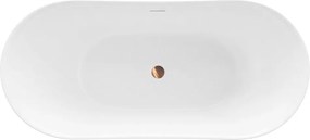 Cada freestanding cu ventil negru Rea Ferrano Slim 160 cm alb