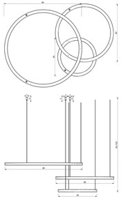 Lustră LED pe cablu GALAXIA LED/85W/230V aurie