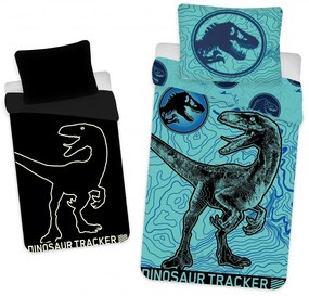 Jurassic World Dinosaur Tracker Set de Lenjerie de Pat Fosforescent 140×200 cm, 70x90 cm