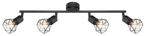 Plafoniera cu 4 spoturi design industrial XARA I negru