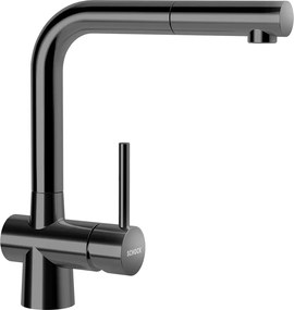 Baterie bucatarie Schock Laios Gunmetal cu cap extractibil, cartus ceramic