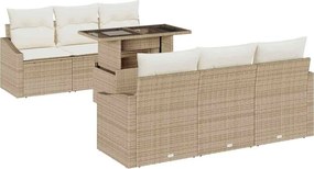 vidaXL Set de canapele pentru grădină 7 pcs Bej Rattan poli