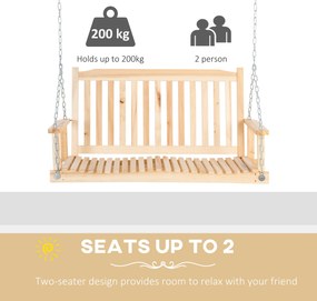 Outsunny Leagăn de Grădină pentru 2 Persoane Cușcă de Leagăn Masiv Patio Terasă Curte Lemn Natural 117 x 69 x 60 cm | Aosom Romania