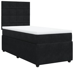 3292216 vidaXL Pat box spring cu saltea, negru, 90x190 cm, catifea