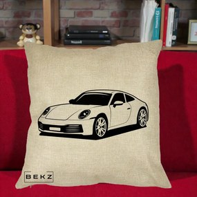 Perna Personalizata Porsche 911 Silueta, 40x40 cm, Crem, Husa Detasabila, Perna Inclusa, BEKZ®