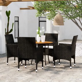 3058492 vidaXL Set mobilier de grădină, 5 piese, negru, poliratan