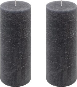 Set de lumânări rustice, 20 cm, Ø 7,5 cm, antracit, 2 buc
