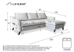 Colțar grej extensibil/cu spațiu de depozitare (cu colț pe partea dreaptă/cu șezlong) Charming Charlie – Miuform