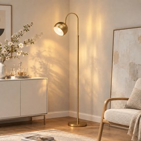 HOMCOM Lampadar modern 40W E27, înălțime reglabilă, abajur orientabil, întrerupător cu pedală, auriu | Aosom Romania