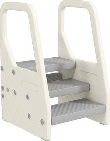 AIYAPLAY Turnuleț pentru Copii 2-5 Ani cu 3 Trepte Reglabile și Tălpi Antiderapante, 43x42x65,5 cm, Gri | Aosom Romania