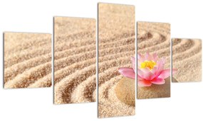 Tablou cu piatră și floare pe nisip (125x70 cm), în 40 de alte dimensiuni noi