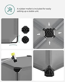 Organizator incaltaminte cu 10 compartimente, polipropilena / metal, alb / gri, Songmics