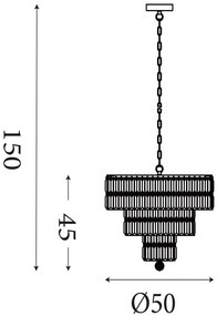Lustra metal alama antic, cristal transparent Empire 5L