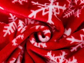 Patura de Craciun din microplus FROSTY FLAKES, rosie Dimensiune: 160 x 200 cm