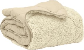 vidaXL Duvet de iarnă Crem 155 x 200 cm Microfibră și fleece Teddy