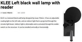 Aplica perete ambientala cu reader LED KLEE negru stanga