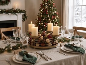 Suport metalic pentru lumanari de Advent GOLDEN ADVENT 32 cm, auriu