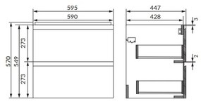 Dulap baie suspendat Cersanit Moduo 60 pentru lavoar, antracit mat, montat 600 mm, Antracit mat