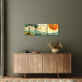 Tablou - Ilustrație peisaj (cu ceas) (90x30 cm)