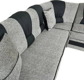 Coltar VALAHIA extensibil, lada de depozitare, stofa gri + negru, 270x220x90 Gri + Negru