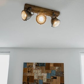 Spotlight industrial din oțel cu lemn inclinabil cu 3 lumini - Emado