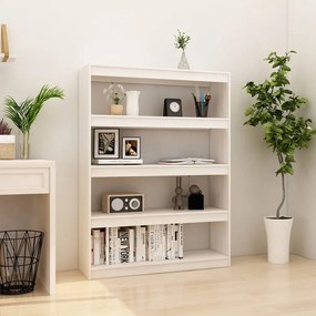 vidaXL Bibliotecă/Separator cameră alb 100x30x135,5 cm lemn masiv pin
