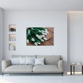 Tablou cu buchet de lalele albe (90x60 cm)