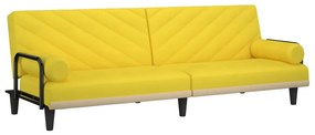 351935 vidaXL Canapea extensibilă cu cotiere, galben deschis, textil