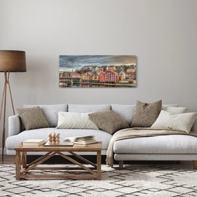Tablou - Case lângă râu (120x50 cm)