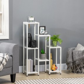 Outsunny Suport pentru flori, suport plante, 7 niveluri, pentru interior și exterior, oțel, alb, 65 x 23 x 94,5cm | Aosom Romania