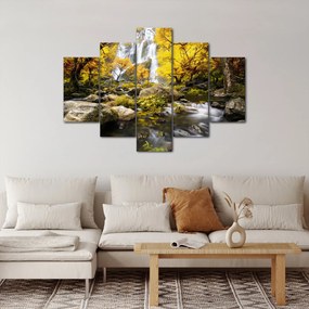 Tablou - Cascade în peisaj de toamnă, galben (150x105 cm)