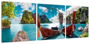 Tablou - Rai pe pământ (cu ceas) (90x30 cm)