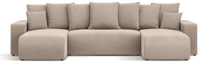 Coltar extensibil Jini in forma de U cu 5 locuri, colt reversibil si tapiterie din catifea