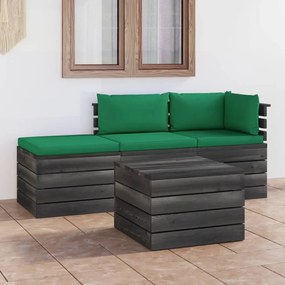 Set mobilier gradina paleti cu perne 4 piese lemn masiv pin Verde, 4