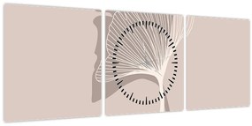 Tablou - Frunze bej N⁰4 (cu ceas) (90x30 cm)