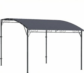 Outsunny Pergolă Gazebo 3.8x2.8m cu 16 Găuri de Drenaj, Pergolă din Metal și Poliester 180g/m² cu Șuruburi, pentru Exterior, Grădină, Terasă și Patio, UV 30+, Gri | Aosom Romania
